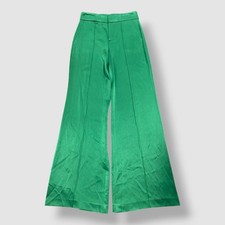 Alice + Olivia Women's Green Satin High-Rise Wide-Leg Dylan Dress Pants Sz 2