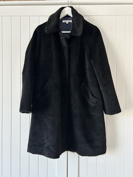 Black Herringbone Wool Coat