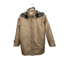 London Fog Women's Parka Jacket 8 REG Tan Lined Detachable Hood Quilted