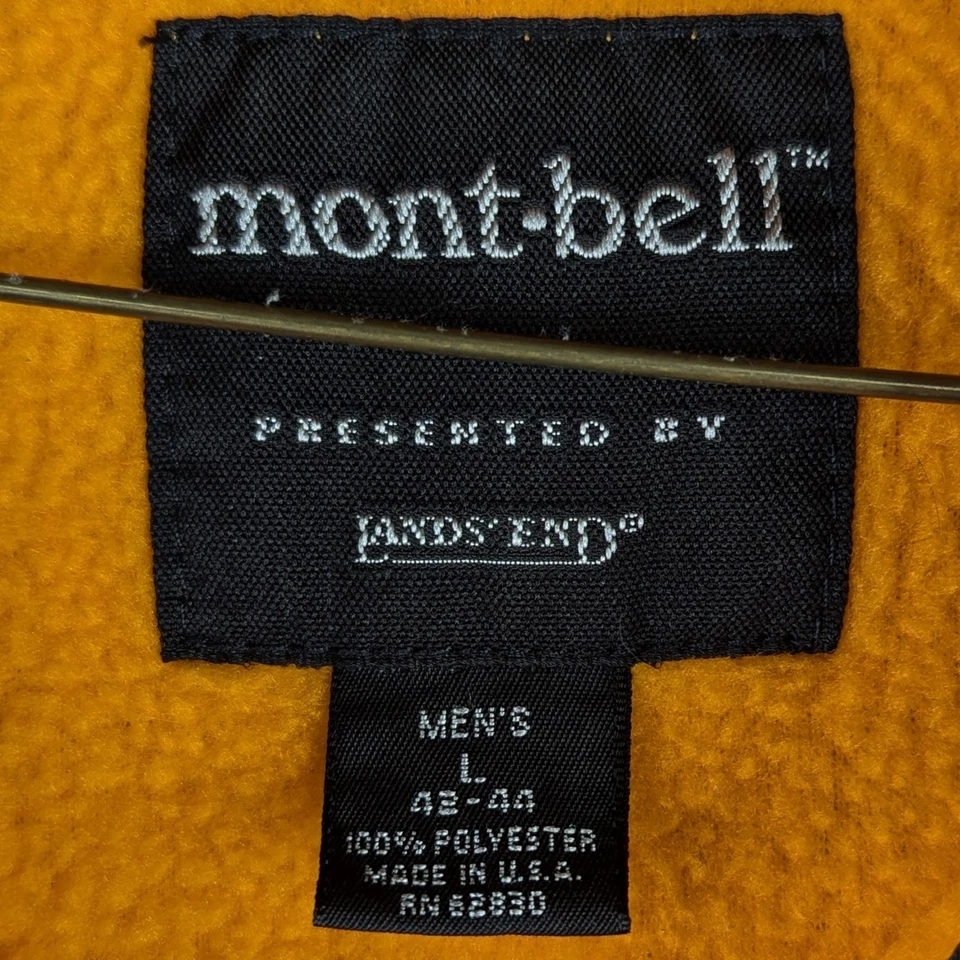 Chaqueta polar MontBell vintage para hombre grande amarilla naranja cremallera completa exterior de colección Foto 3 de 4
