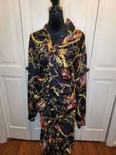 NWT Fashion Nova Becoming Rich Satin Shirt Dress 1X Status Print Date Brunch