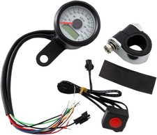 Drag Specialties Mini Programmable Electronic Speedometer W Lights White Face