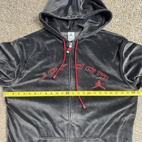 Jordan Y2K Mens Large Black Red Jacket Velour Vintage Long Sleeve Basketball - Picture 5 of 6