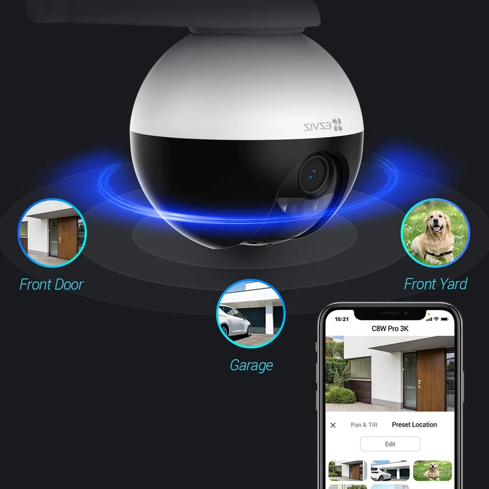 Câmera de rastreamento automático externa, 3K, 12 pontos pré-definidos de rastreamento, 360° cobertura visual... - Imagem 3 de 4