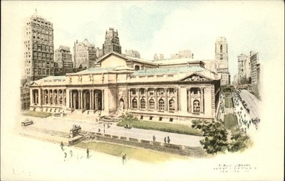 Public Library New York City ~ artist rendering ~ Art View postcard sku969