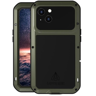 Handyhülle mit Glas für iPhone 13 Love Mei Case Cover Futeral Tasche Etui Grün