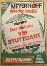 Plakat 1985 SV Werder Bremen - VfB Stuttgart BUNDESLIGA BRD DFB DDR WM EM FIFA