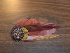 Peacock Feather Hair Clip 1920 s Cocktail Tea Party Flapper Mardi Gras Hat Clip
