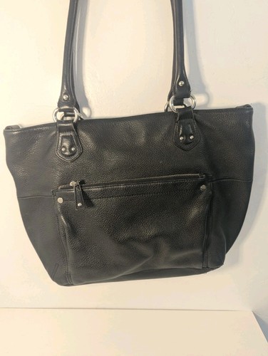 Tignaello schwarze Leder große Handtasche 11x15x4 Taschen klassisch Luxus - Bild 2 von 17