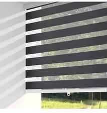 ShadesU Zebra Blinds Light Filtering Roller Shades 72”x31”Black