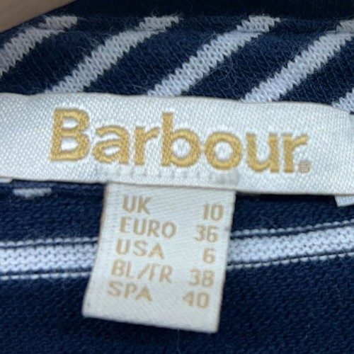 Barbour Navy Blue White Preppy Stripe Long Sleeve Button Knit Merseyside Shirt 6 - Picture 7 of 8