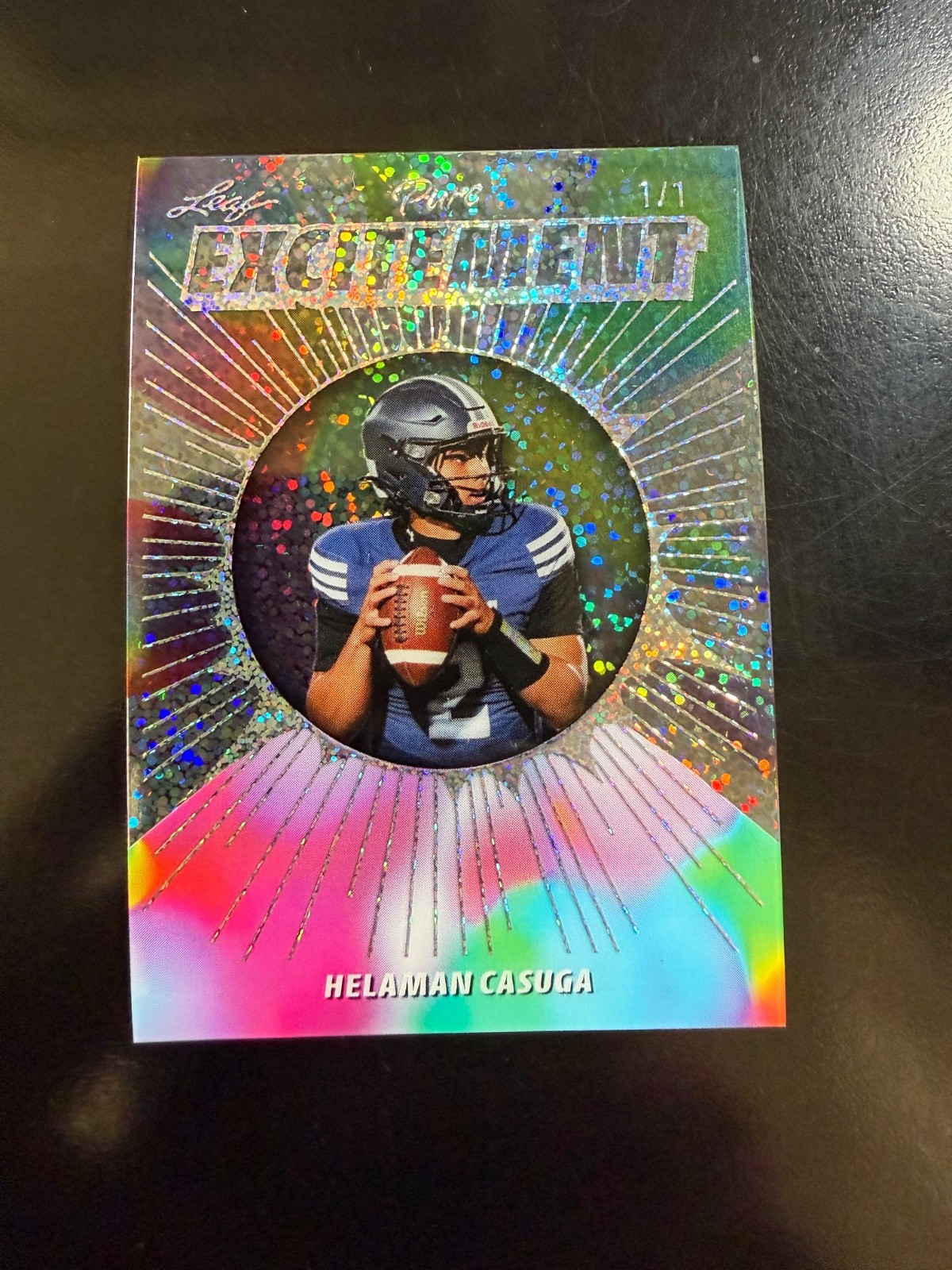 2025 Leaf Eclectic Mythical Football Helaman Casuga Pure Excitement 1/1