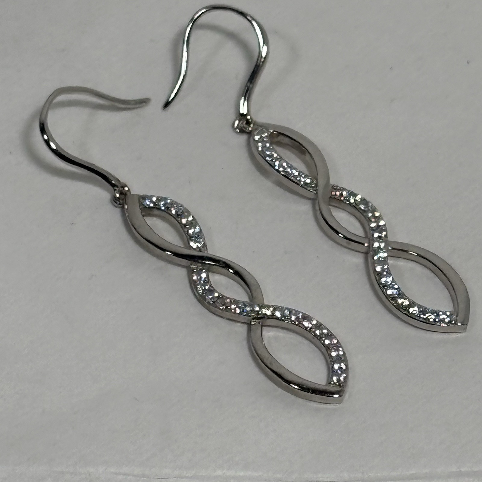 Silver Crystal Infinity Dangle Earrings S925 Trip… - image 3