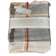 Arlotta Home 72″ x 51″ Cashmere Plaid Throw Blanket, Grey