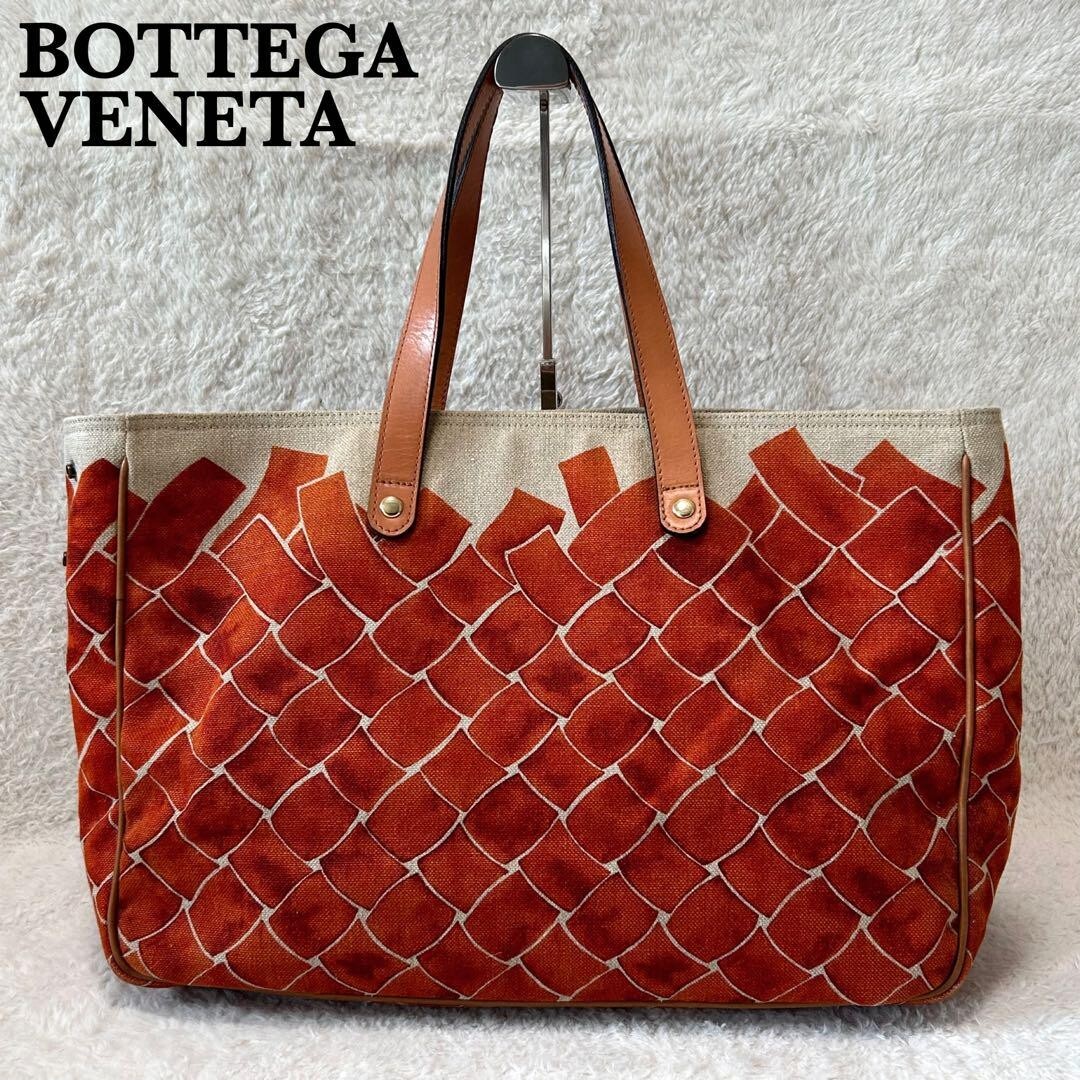 直営店☆BOTTEGA VENETA☆SALE! INTRECCIATO レザートートバッグ Bottega Veneta Tote Bag Canvas Leather Intrecciato Orange