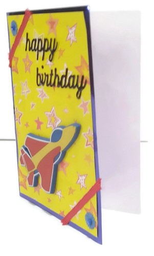 Grußkarte Geburtstag - ROKETENSCHIFF Kind - Handarbeit DIN A2 - Bild 2 von 2