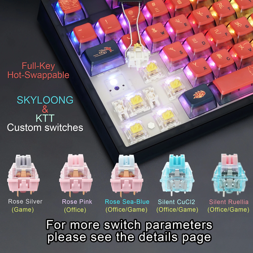 SKYLOONG GK87 Pro Mechanical Keyboard 2" Screen 3 Knobs Hot-Swap RGB Wireless - Picture 2 of 18