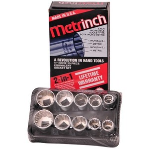 Cr-V MAXPOWER 1//2-Inch Drive SAE Shallow Standard Socket Set 6 Point 3//8-15//16 10 Pieces with Closed Socket Rack Inch