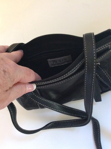 Bolso pequeño de cuero negro genuino Rolf's - Imagen 4 de 6
