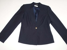 Calvin Klein Women's 1 Button Blazer Jacket Size 8 NWT Navy Blue Suit Coat CK
