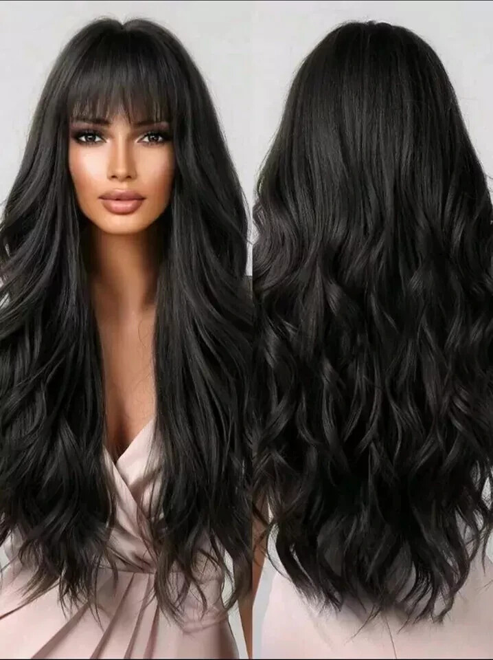 100% Real hair! New Fashion Glamour Women's Black Curly Human Hair