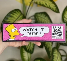 Bart Simpson Watch It Dude Fox 66 KBW-TV Tri-Cities Bumper Sticker True Vintage
