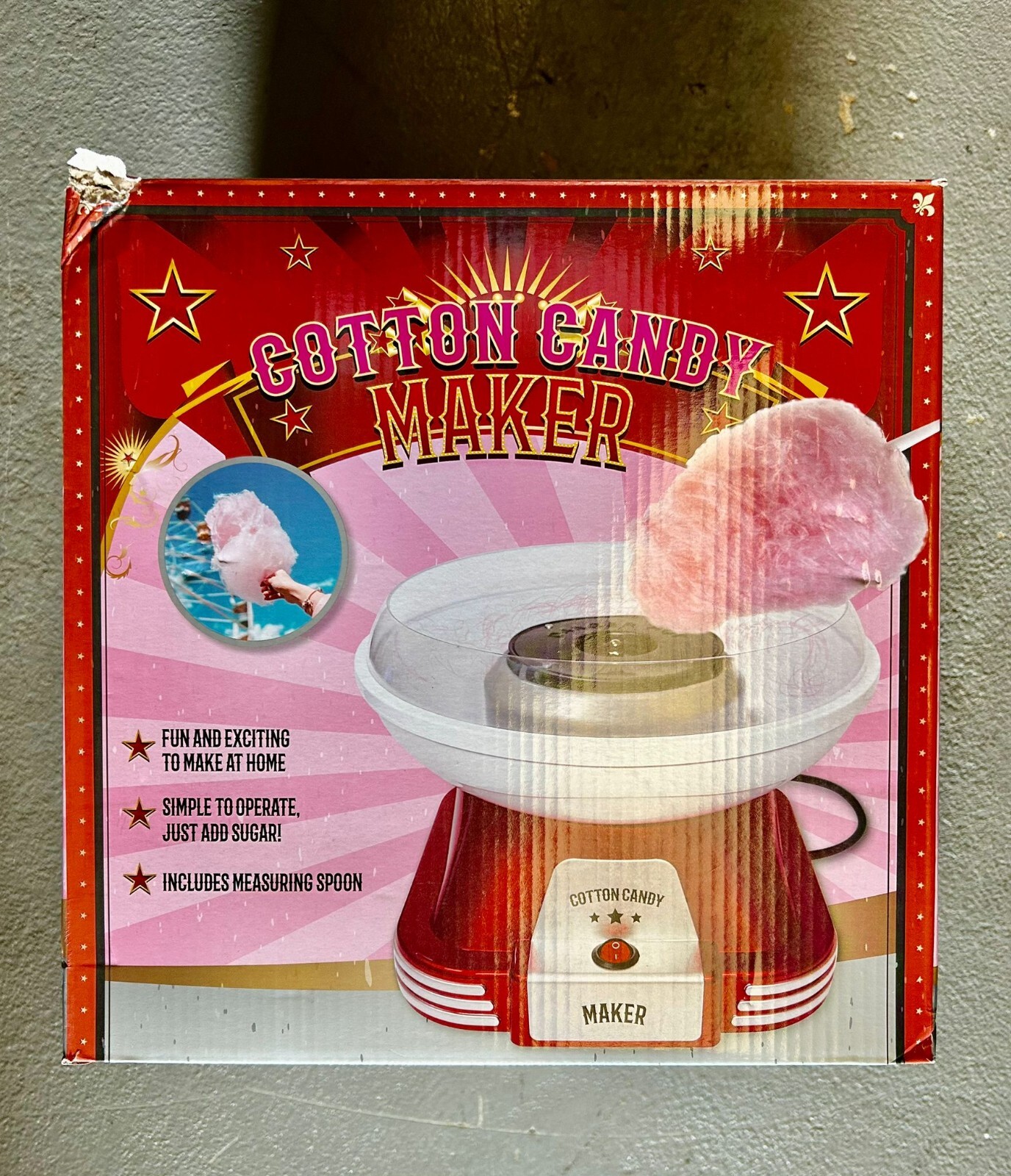 Red Cotton Sugar Candy Floss Maker Machine Red Electric Portable Home Party