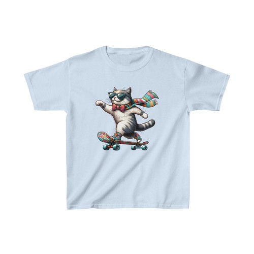 Skateboard Paws: Dapper Cat's Sidewalk Surfin' Kids' Tee! - Picture 16 of 33