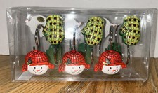 Snowman Mittens Winter Shower Curtain Hooks Holiday Seasonal Decor