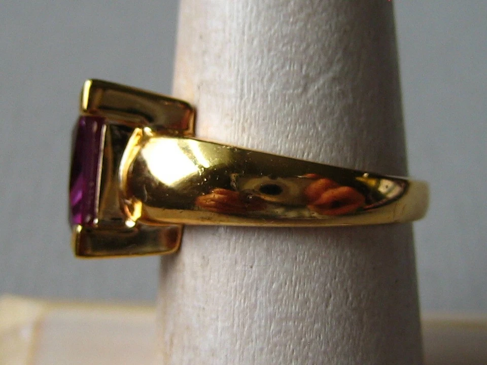 ANILLO RAREZAS CHAPADO EN ORO PLATA ESTERLINA E IMITACIÓN AMATISTA - Talla 7 Foto 2 de 4