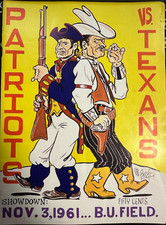 November 3, 1961 Boston Patriots & Dallas Texans Program AFL