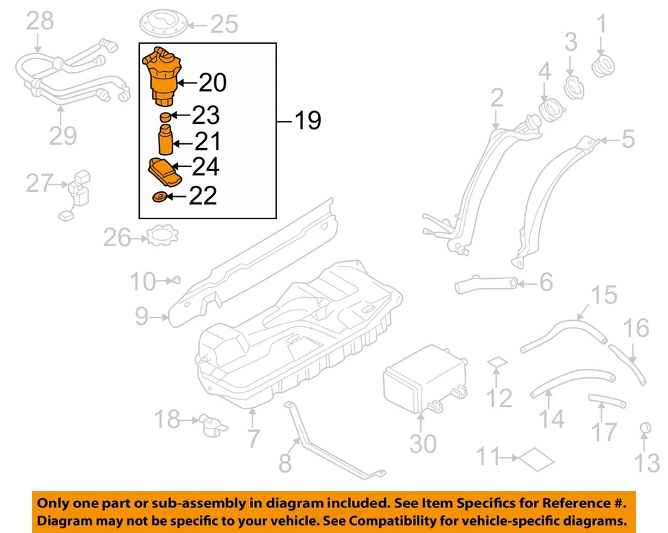 Used Fuel Pump fits: 2001 Mazda MPV Pump Assembly Grade A Foto 3 de 4