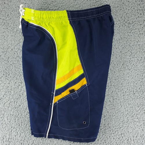 Quad Seven Blue & Yellow Swim Trunks Youth 16-18 Cargo Pockets Inner Brief - Picture 4 of 11