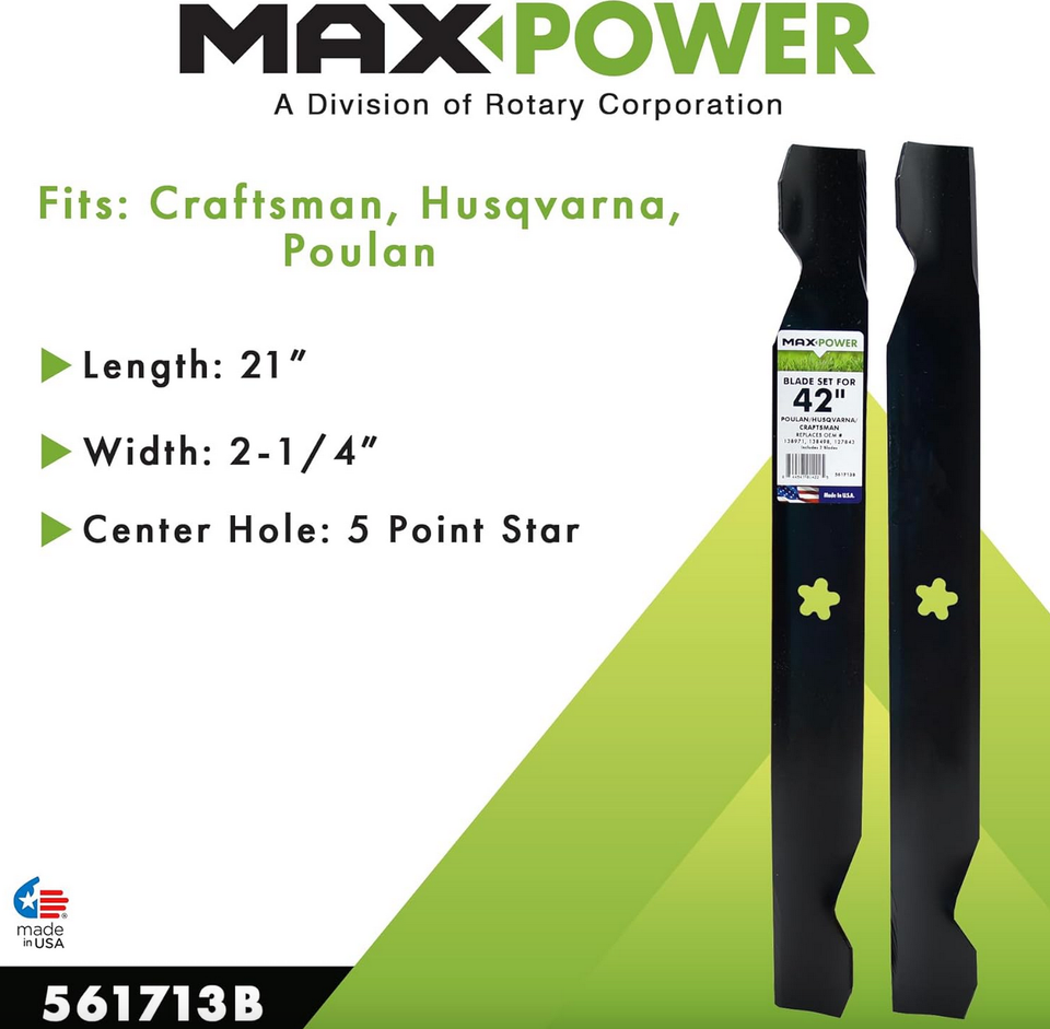 2 Hi Lift Blade Set For 42" Mower Deck AYP 138971 Craftsman YS4500