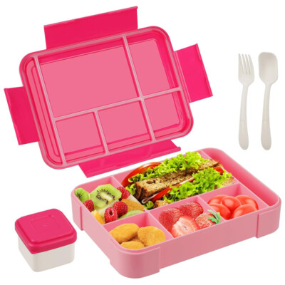 Brotdose Kinder mit Fächern Bento Box Auslaufsicher Lunchbox für Mädchen Jungen