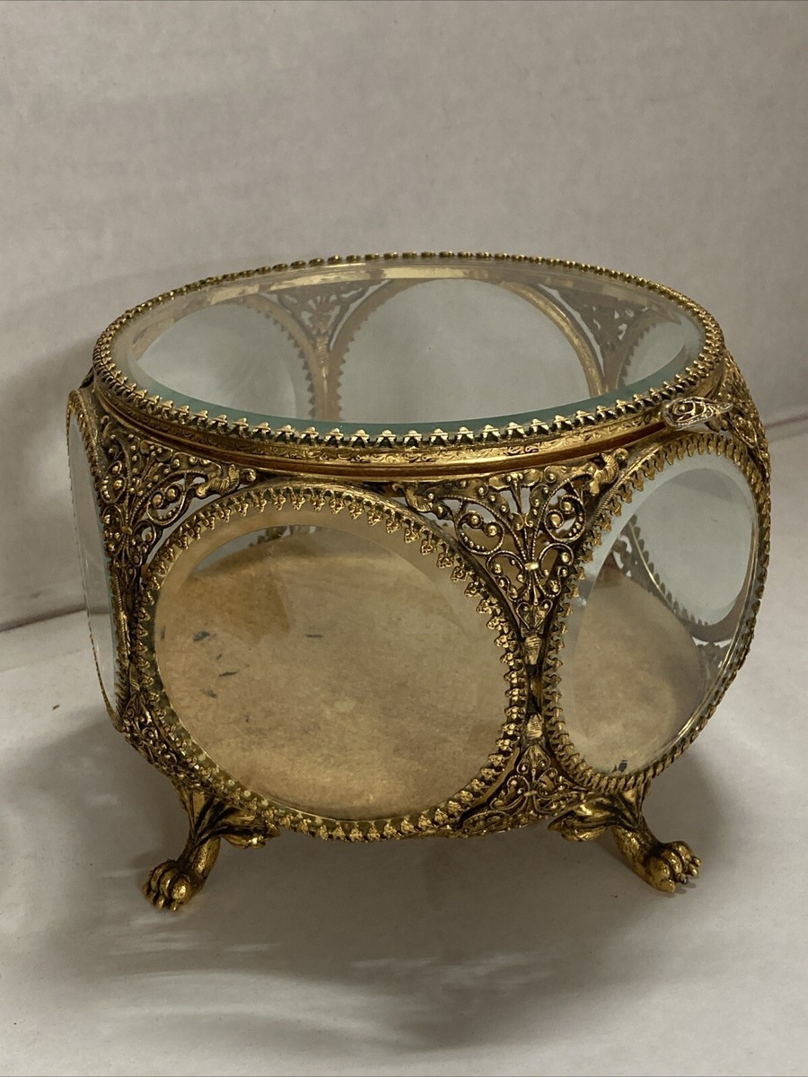 Vintage Stylebuilt Filigree Ornate Beveled Glass Gilded