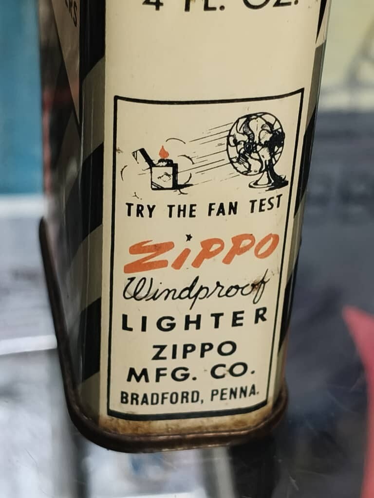 Zippo Lighter Fluid Vintage Tin Can (empty) 1949s-1963s 4FL.OZ 5.5