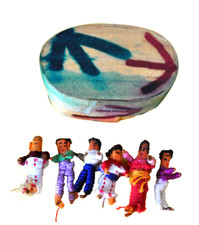 6 Handmade Guatemalan Worry Dolls in Wood Trinket Box SET