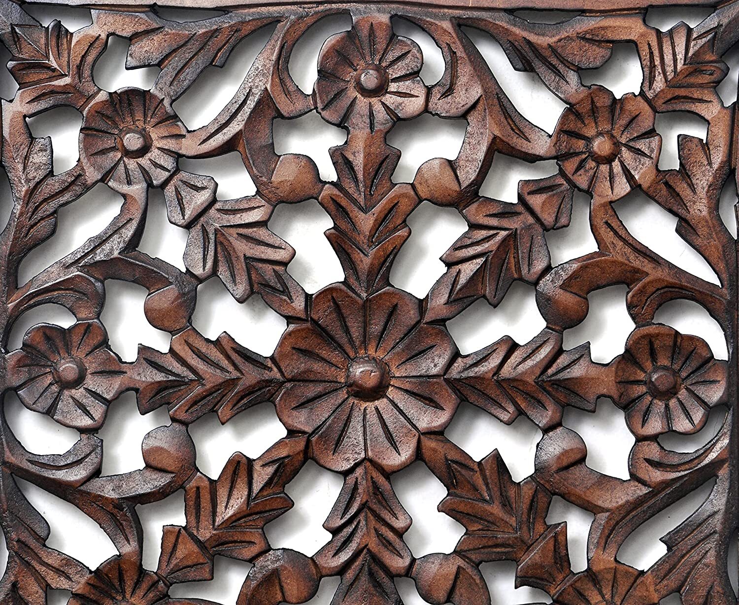 Wooden Wall Decorative Frame For Living Room Wall Panel 16x16 Inches Brown