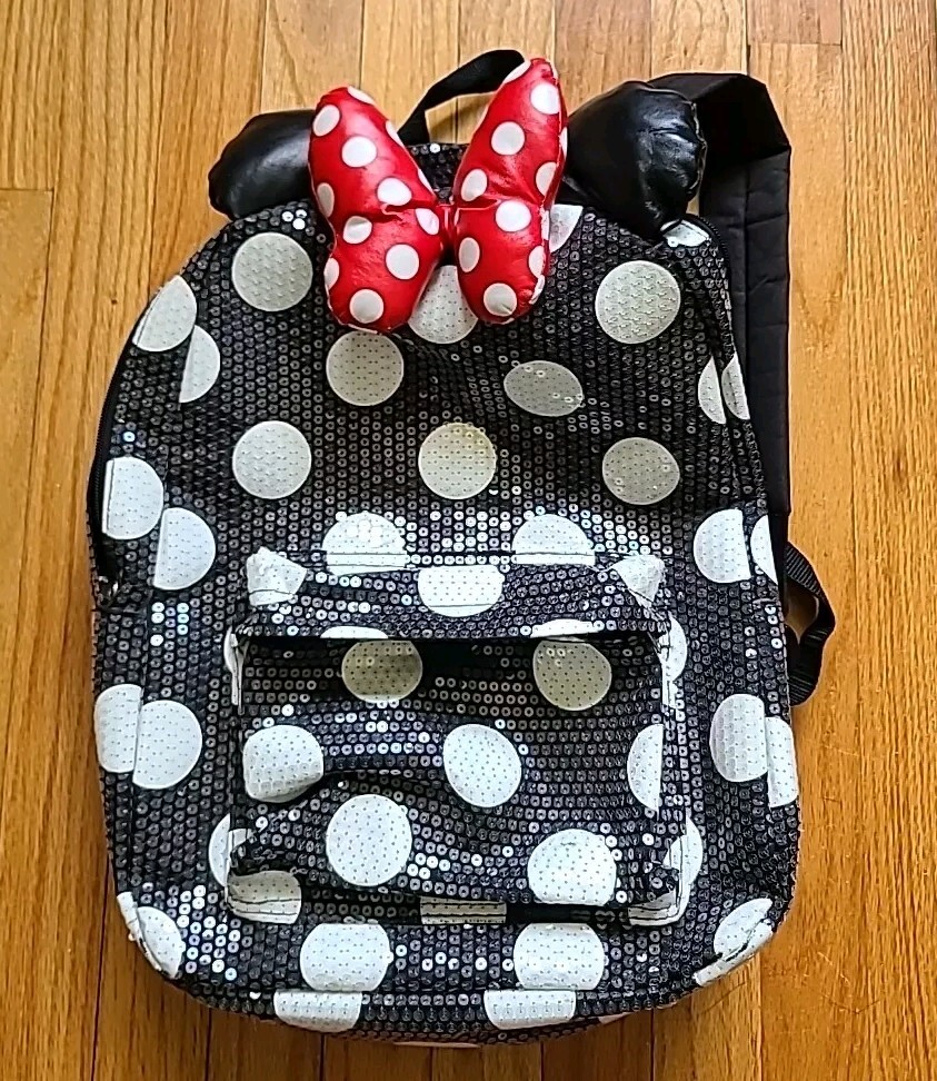 Polka Dot Minnie Mouse Sparkle Backpack Minnie Mouse Sequin Polka