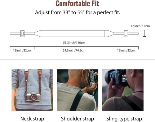 Camera Shoulder Neck Strap,Vintage Cotton Canvas Braided Adjustable Multicolour - Picture 4 of 5