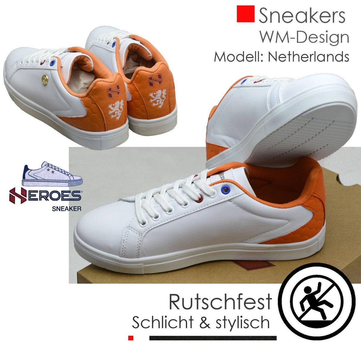 HEROES SNEAKER LANGLAUF SPORTSCHUHE WEISS ´NETHERLANDS TURNSCHUHE