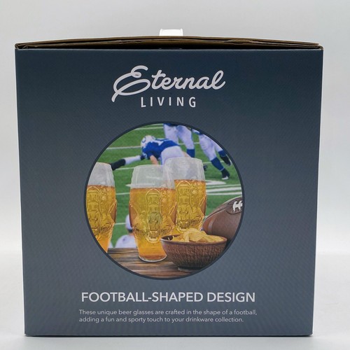 Juego de 4 vasos de cerveza de pinta con forma de fútbol americano de 16,9 oz de vidrio de borosilcado transparente - Imagen 5 de 8