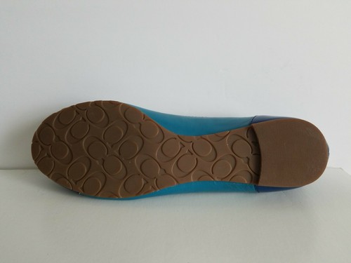 ZAPATOS PLANOS COACH SHANON TURQUESA COBALTO PUNTERA LOGO HEBILLA US 6 7 I LOVE - Imagen 5 de 6