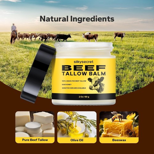 Beef Tallow for Skin -Organic Grass-Fed Whipped Beef Tallow Balm 2 FL OZ - Picture 5 of 9