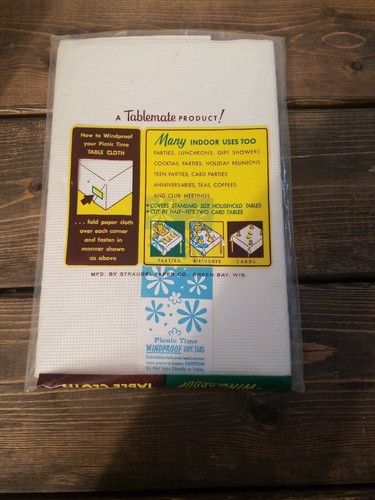 Paño de mesa de picnic vintage a prueba de viento nuevo en paquete de 7 pies papel Straubel Co - Imagen 7 de 12