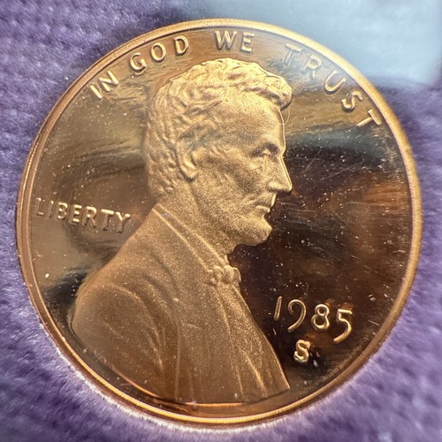 1985 S Lincoln Memorial Mint Proof Penny from Original US Proof Set 1 Cent Coin - Picture 2 of 8