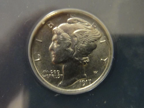 1917  P Mercury Dime ANACS AU 58 DETAILS