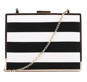 black and white striped clutch