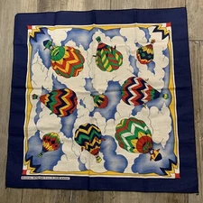 Wamcraft Bandana Hot Air Balloons Clouds Scarf Handkerchief Made in USA Vintage